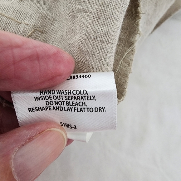 EILEEN FISHER Organic Linen Dress Sequin  Natural Tan Silver Khaki Size 8 - Picture 4 of 15